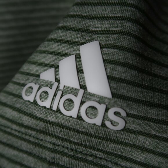 Adidas Golf Sage Green Striped Performance Polo (M) Flawless! ⛳️ - Picture 1 of 7